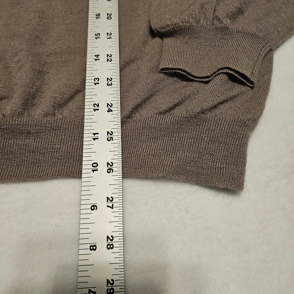 Kinross Cashmere Sweater Mens L*missing Size Tag*Taupe Beige V Neck Long Sleeve